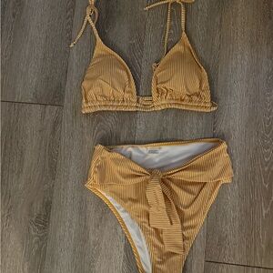 Yellow Striped Bikini Set